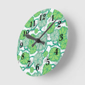 リリーパッドコイ魚の水泳模様 ラウンド壁時計 (傾斜)