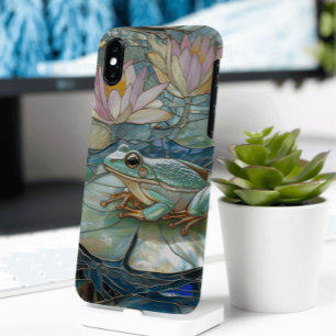 リリーパッド上のカエルフェイクステンドグラスデザイン iPhone XS MAXケース