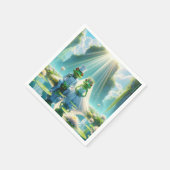 リリーパッド上の新郎新婦のカエル スタンダードカクテルナプキン (角)