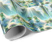 リリーパッド上の新郎新婦のカエル ラッピングペーパー (ロールコーナー)