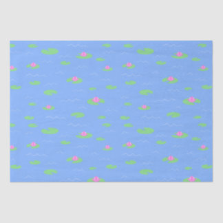 リリーパッド付きブルーフロッグ池プリントティッシュペーパー 薄葉紙