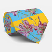 リリーピンクフローラ花メンズネックタイ ネクタイ (ロール)