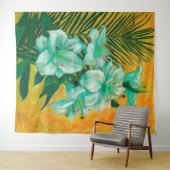 リリーフラワーズパームリーフ、春フローラアー絵画ト タペストリー (インサイチュ(横))