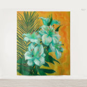 リリーフラワーズパームリーフ、春フローラアー絵画ト タペストリー (正面)