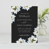 リリーフラワーズブラック&ホワイトシック結婚式招待状 (スタンド正面)