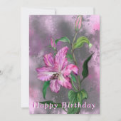 リリーフラワーズ誕生日カードリリー絵画- s (正面)