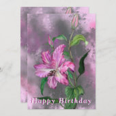 リリーフラワーズ誕生日カードリリー絵画- s (正面/裏面)