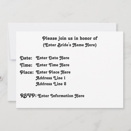 リリーフラワーブライダルウェディングシャワー招待状 招待状 (裏面)