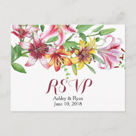 リリーフラワーブーケ ウェディング RSVP インビテーションポストカード
