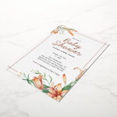 リリーフローラオレンジウォーターエレガントカラーベビーシャワー 箔招待状 (回転した状態)