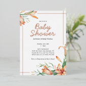 リリーフローラオレンジウォーターエレガントカラーベビーシャワー 箔招待状 (立ち正面)