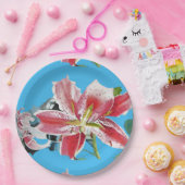 リリーブルーユリフローラ花パーティー紙プレート ペーパープレート (パーティー)