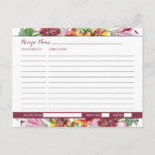 リリーブーケブライダルシャワーレシピカード ポストカード (裏面)