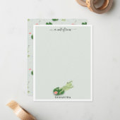 リリープールのかわいいカエル オーダーメイド名前入り ノートカード (正面/裏面インサイチュ)