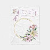 リリーベビーガールマイルストーンブランケット、リリーフラワーベビー フリースブランケット (正面)