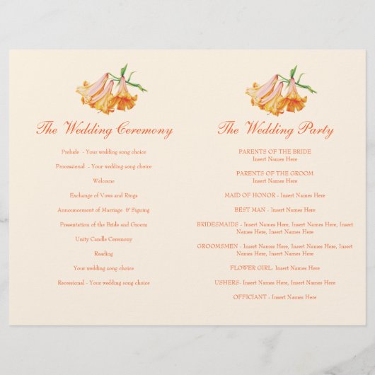 リリーベルリリー大規模な結婚式プログラム (裏面)