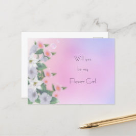 リリーペチュニアスホリホックヴィンテージフラワーガール 案内ポストカード