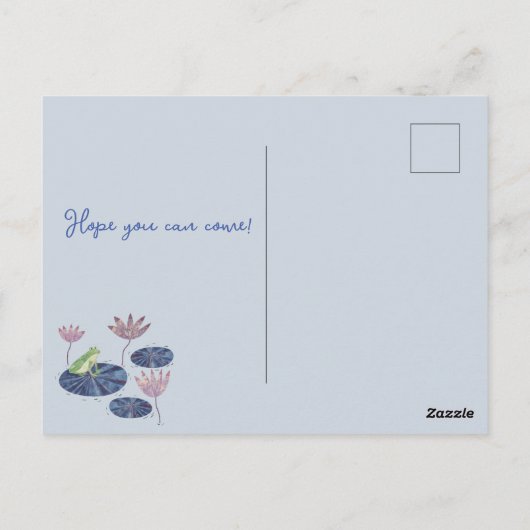 リリーポンドフロッグ子供の誕生日パーティの招待状 ポストカード (裏面)