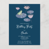 リリーポンドフロッグ子供の誕生日パーティの招待状 ポストカード (正面)