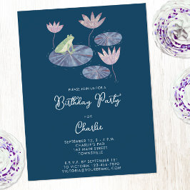 リリーポンドフロッグ子供の誕生日パーティの招待状 ポストカード