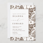 リリーモエレガントチャブラウン結婚式招待状 招待状 (正面)