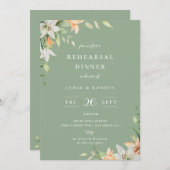 リリーモダンフローラセージ緑リハーサルディナー 招待状 (正面/裏面)