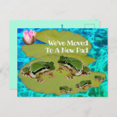 リリーユーモアのあるパッド上のカエルの家族引っ越しました ポストカード (正面/裏面)