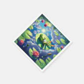 リリーリラックスパッドの上のカエル スタンダードカクテルナプキン (角)