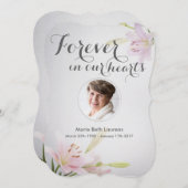 リリー悔やみや弔慰記念サンキューカードと写真 サンキューカード (正面/裏面)