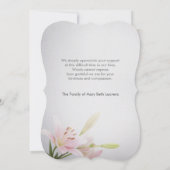 リリー悔やみや弔慰記念サンキューカードと写真 サンキューカード (裏面)