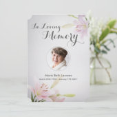 リリー悔やみや弔慰記念サンキューカードと写真 招待状 (スタンド正面)