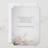 リリー悔やみや弔慰記念サンキューカードと写真 招待状 (裏面)