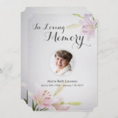 リリー悔やみや弔慰記念サンキューカードと写真 招待状 (正面/裏面)