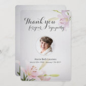 リリー悔やみや弔慰記念サンキューカードと写真 招待状 (正面/裏面)