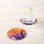 リリー抽象芸術ブルゴーニュリリー軟化 – 強化 ラウンドペーパーコースター (インサイチュ)