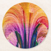 リリー抽象芸術ブルゴーニュリリー軟化 – 強化 ラウンドペーパーコースター (正面)