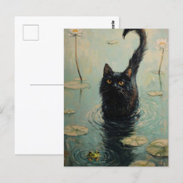 リリー池の黒猫とカエル ポストカード