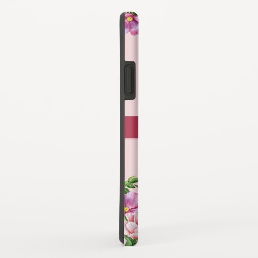 リリー牡丹フローラ赤面ピンクモノグラム Case-Mate iPhoneケース (裏面/右)