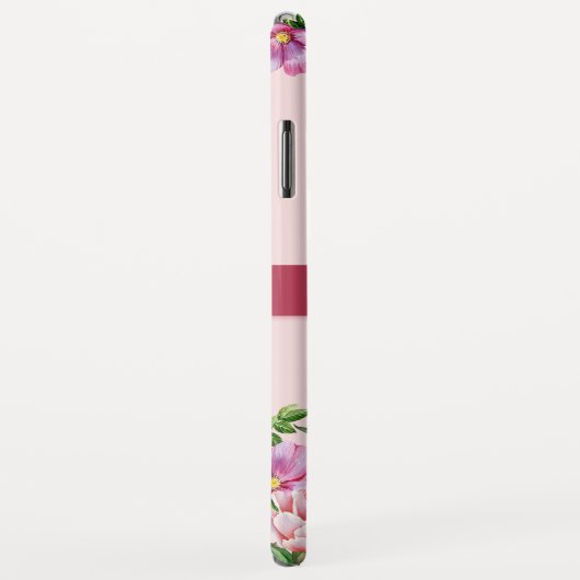 リリー牡丹フローラ赤面ピンクモノグラム Case-Mate iPhoneケース (裏面/右)