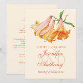 リリー素晴らしベル結婚アートのディナーメニュー メニュー (正面/裏面)