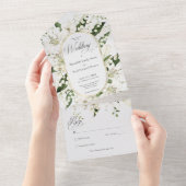 リリー素朴オブザバレーフローラホワイトNo Dinner オールインワン招待状 (貼ってはがせる)