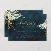 リリー素朴フローラほこりっぽいユーカリ緑 出欠カード (正面/裏面)