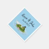 リリー結婚パッド上のsのカエルとハート スタンダードカクテルナプキン (角)