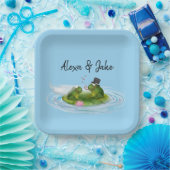 リリー結婚パッド上のsのカエルとハート ペーパープレート (パーティー)