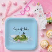 リリー結婚パッド上のsのカエルとハート ペーパープレート (パーティー)