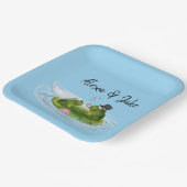 リリー結婚パッド上のsのカエルとハート ペーパープレート (傾斜あり)