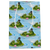 リリー結婚パッド上のsのカエルとハート ミディアムペーパーバッグ (正面)