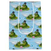 リリー結婚パッド上のsのカエルとハート ミディアムペーパーバッグ (裏面)