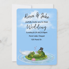 リリー結婚パッド上のsのカエルとハート 招待状