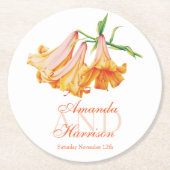 リリー結婚ベル水彩画紙コースター ラウンドペーパーコースター (正面)